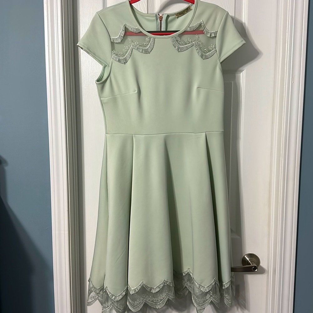 Mint Green Fit and Flare Scuba Dress